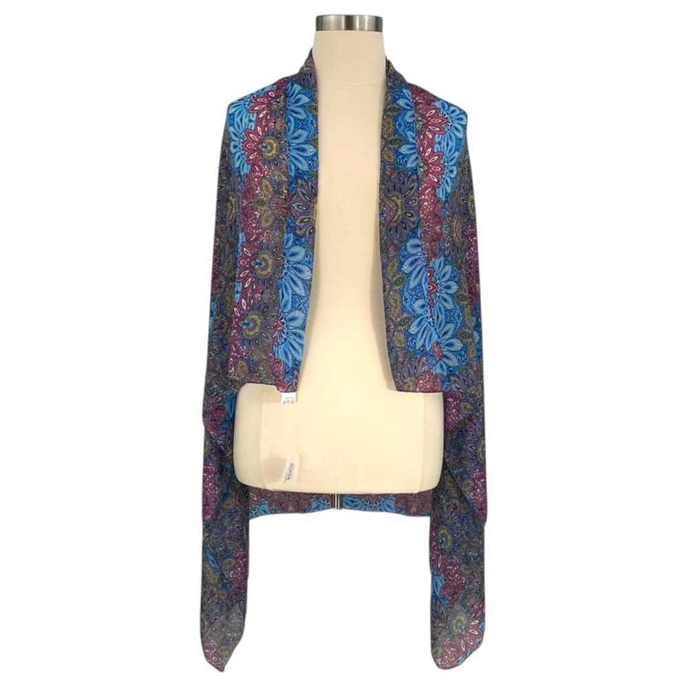 Accents by Lavello Multicolor Boho Paisley Sheer Open Front Convertible Vest